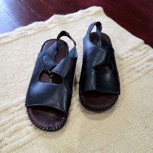 y2k 90s Dr Scholls Vegan Leather Chunky Sandals size 6.5 Black